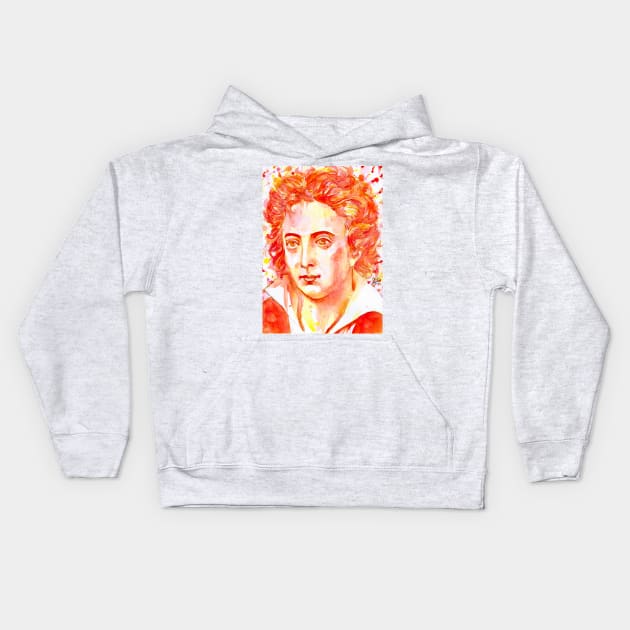 PERCY BYSSHE SHELLEY watercolor portrait Kids Hoodie by lautir